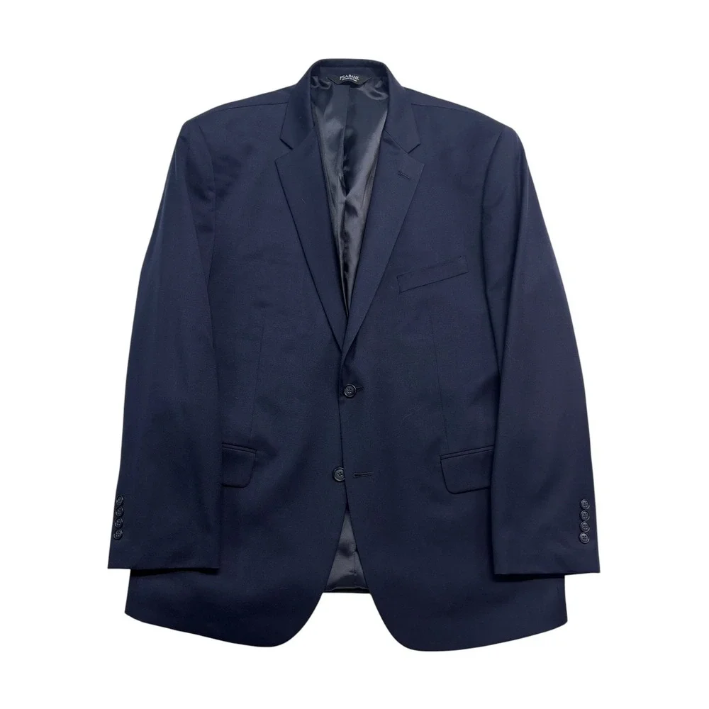 Jos A Bank 46R 40x30 Navy Blue 2pc Pant Suit Wool Tailored Fit Flat Front Modern